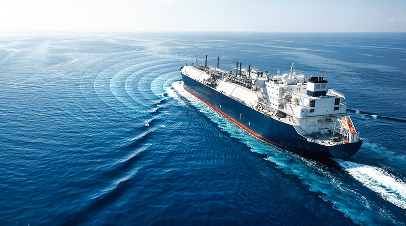 Gas tanker heading towards horizon