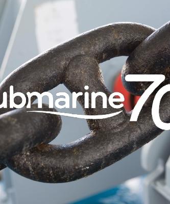 Lubmarine 70th anniversary logo with a mooring chain in background