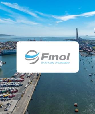 (c) TotalEnergies Finol logo with a port in background