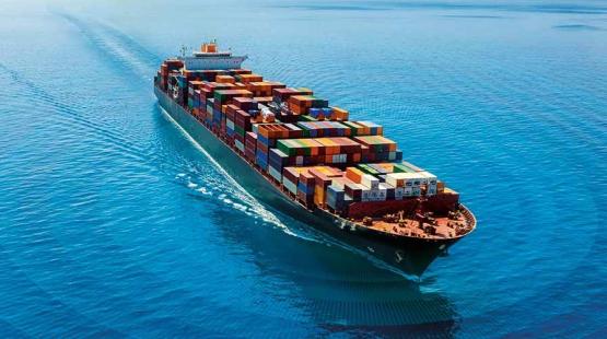 Container vessel at sea