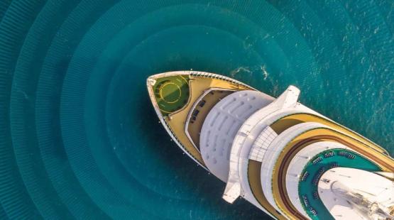 Aerial view of a cruise vessel
